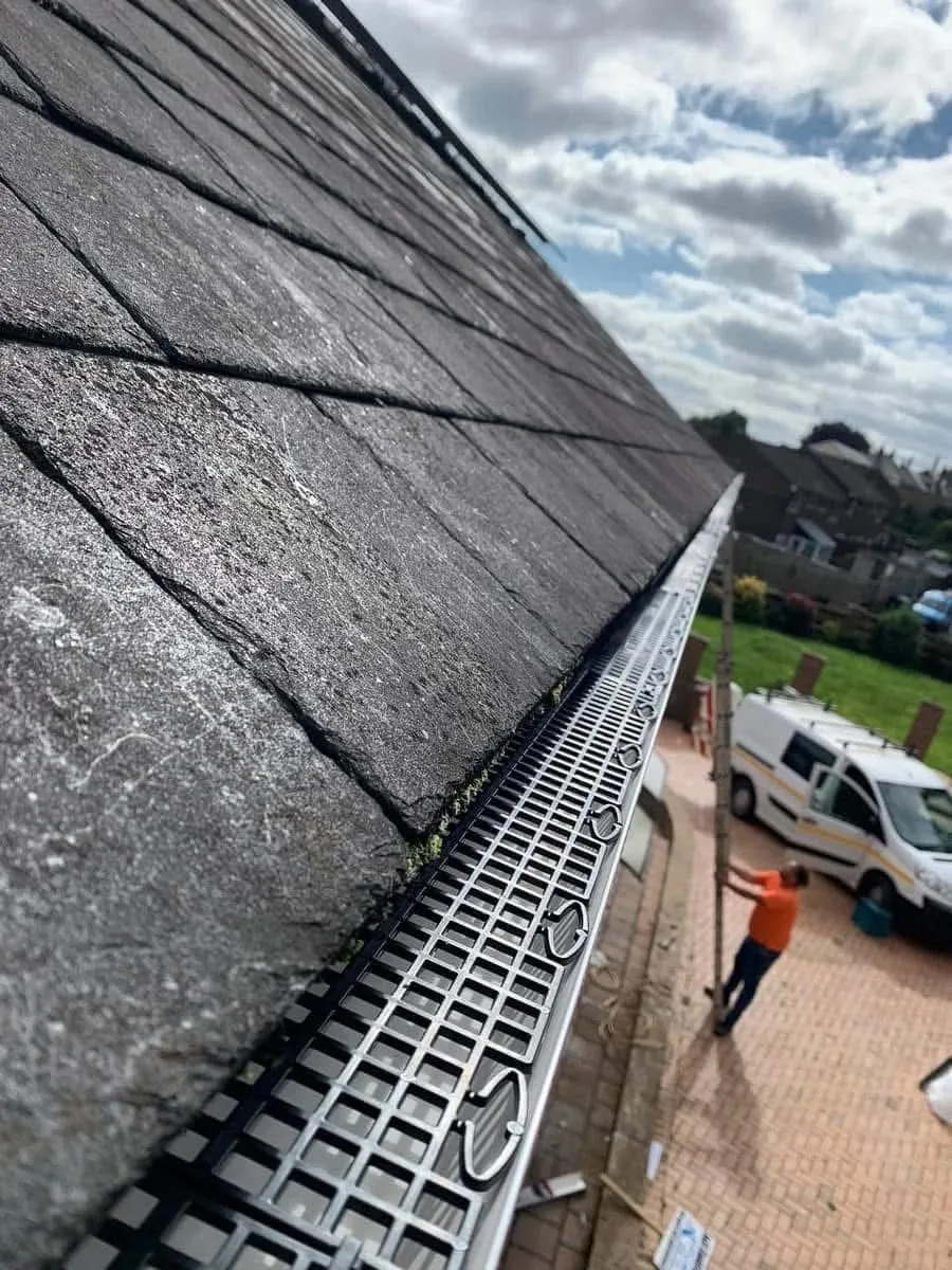 Gutter guard fitted on a slate roof in St Austell