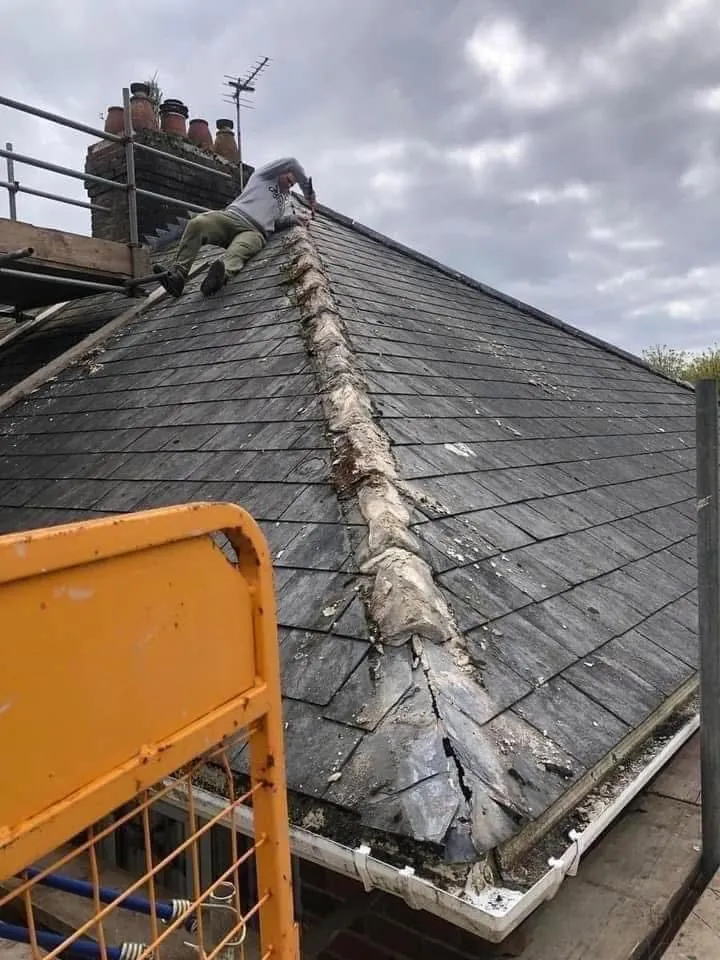 Slate roof ridge and chimney repair in St Austell